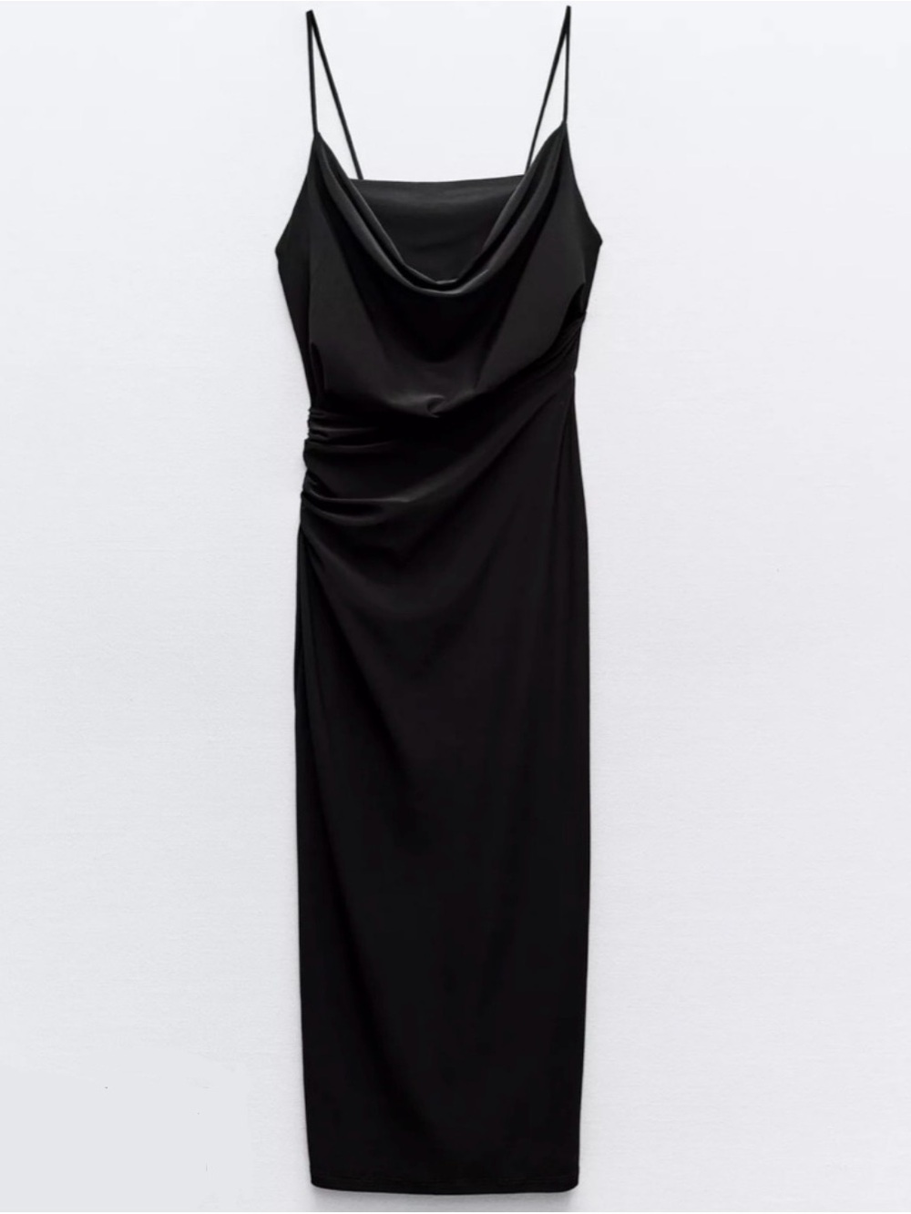 NWT Zara Strappy Fluid Crepe Dress Black - Picture 2 of 9